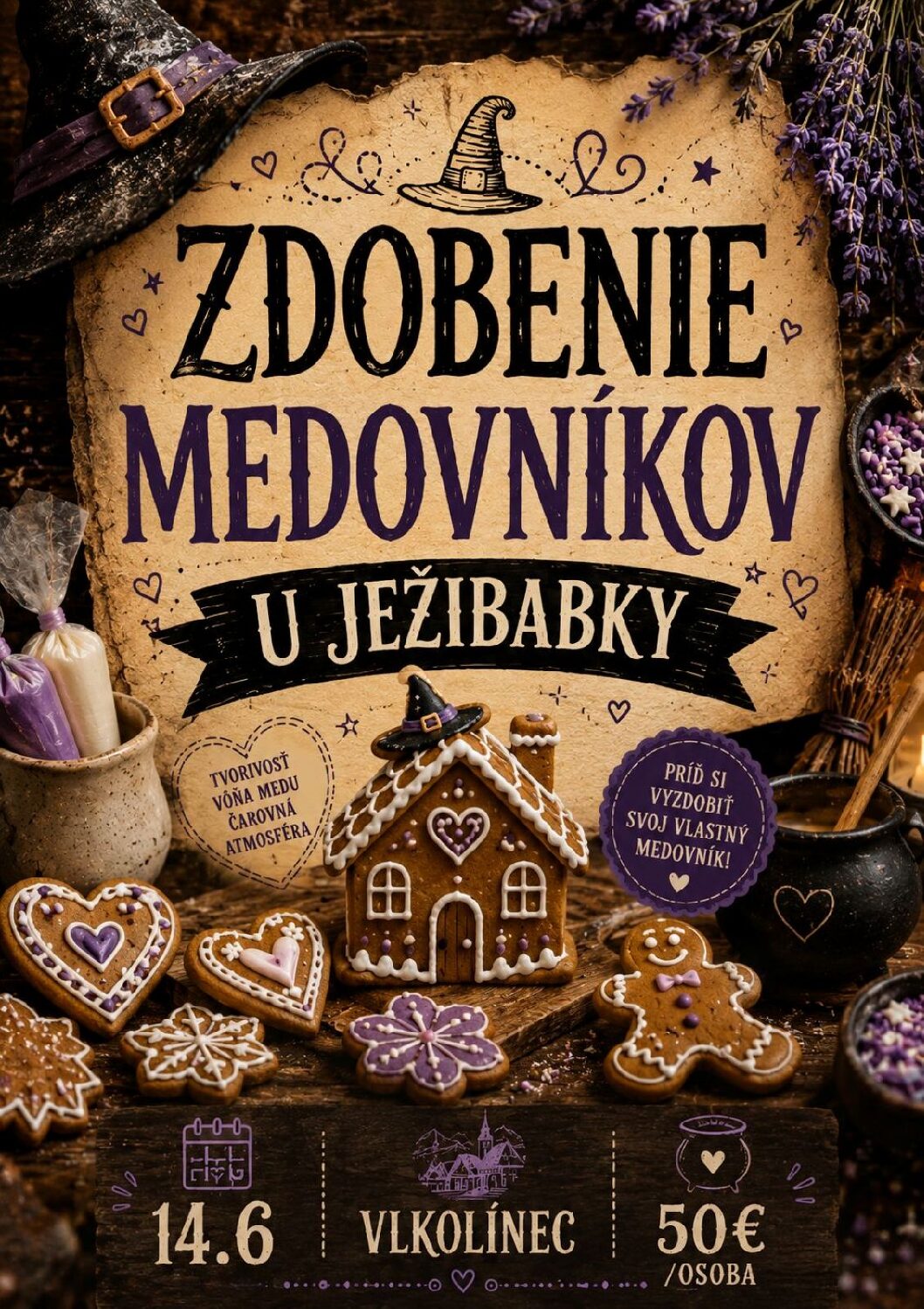 Zdobenie medovníkov u Ježibabky