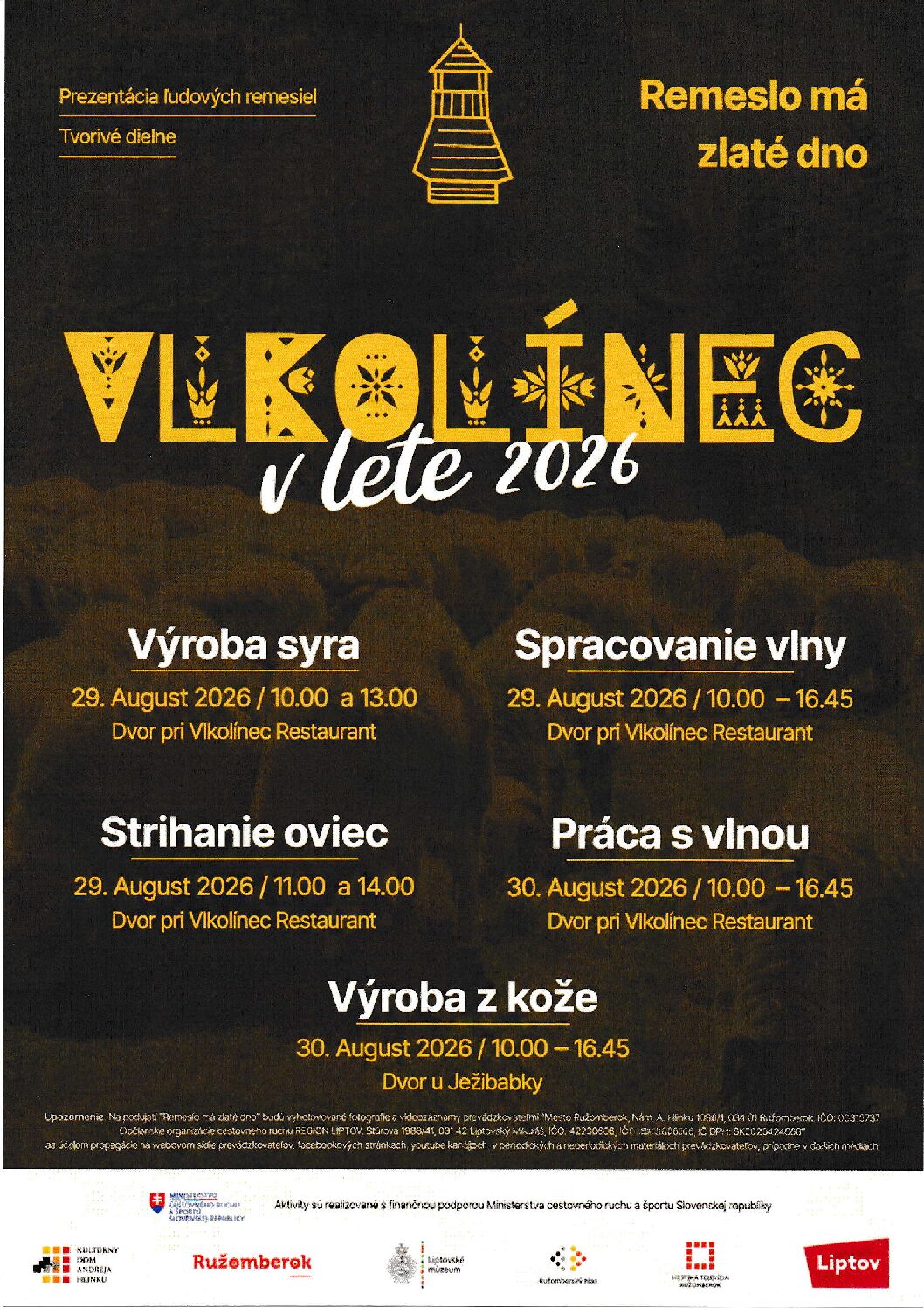 Výroba syra, spracovanie vlny, strihanie oviec, práca s vlnou a výroba z kože