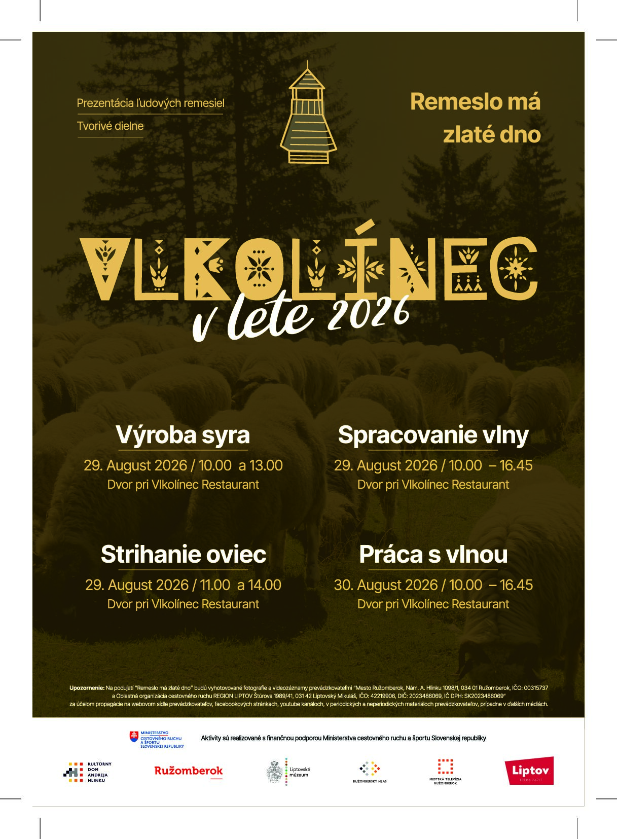 Výroba syra, spracovanie vlny, strihanie oviec a práca s vlnou